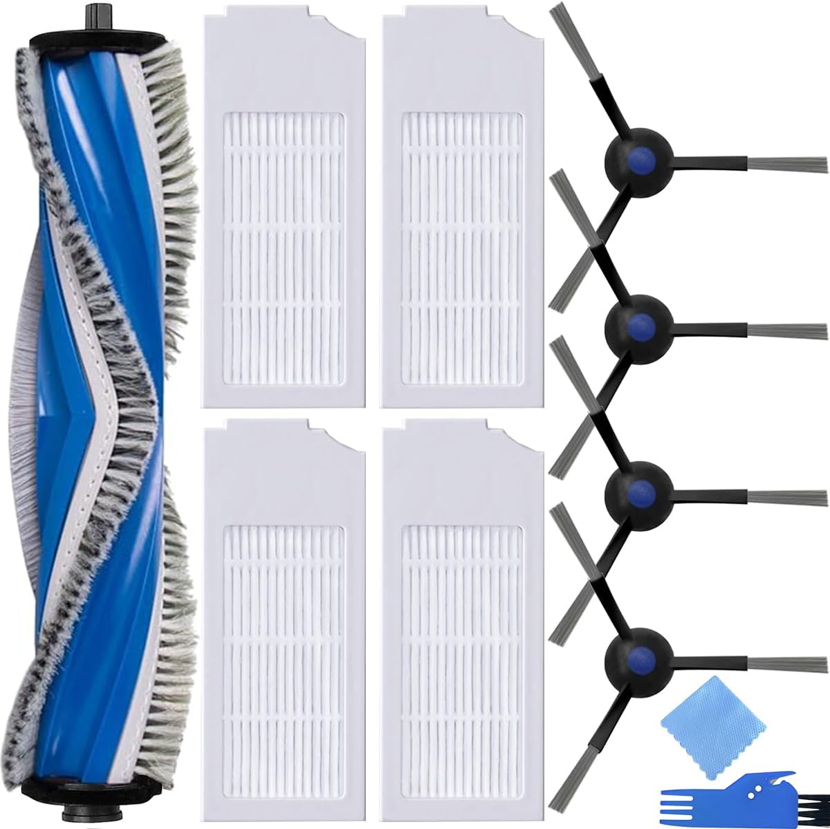 Kit d'accessoires aspirateur robot pour Ecocacs Deebot N20 / N20 Plus / N20 Pro Plus 1 brosse principale 4 brosses latérales 4 filtres — SR-QA-654