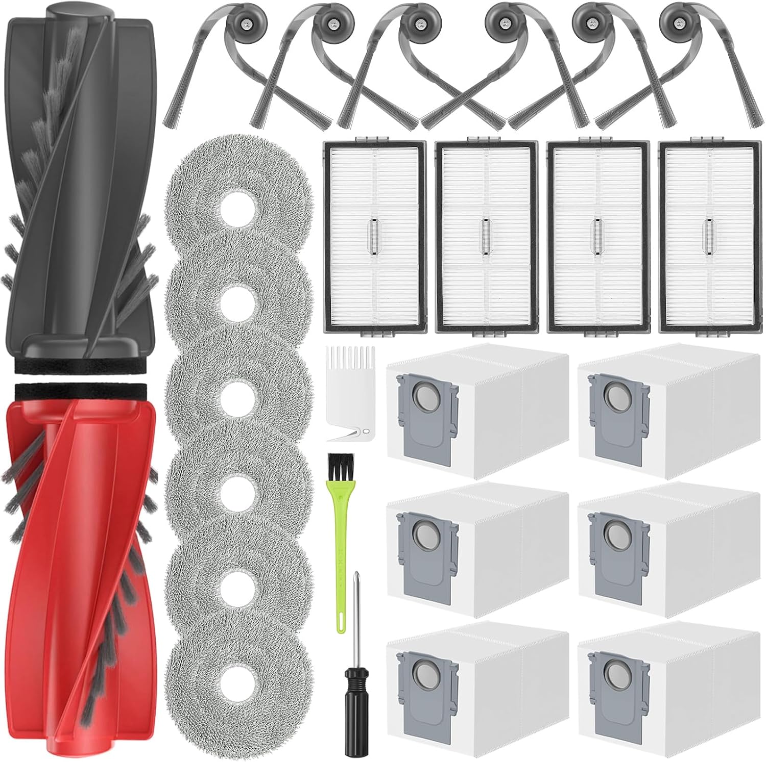 Saros 10R / Saros 20 Set/Qrevo Edge 2 / Qrevo EdgeT / 20X Kit Accessoires Pièces Rechang pour Roborock Curv Qrevo 2 Pro Entretien — 49-S1
