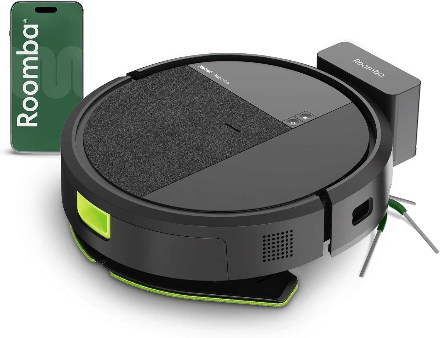 iRobot Roomba 115 Combo - Robot Aspirateur Laveur 2en1 - Puissance d'Aspiration de 15KPa - Brosse latérale étendue - Lingette de