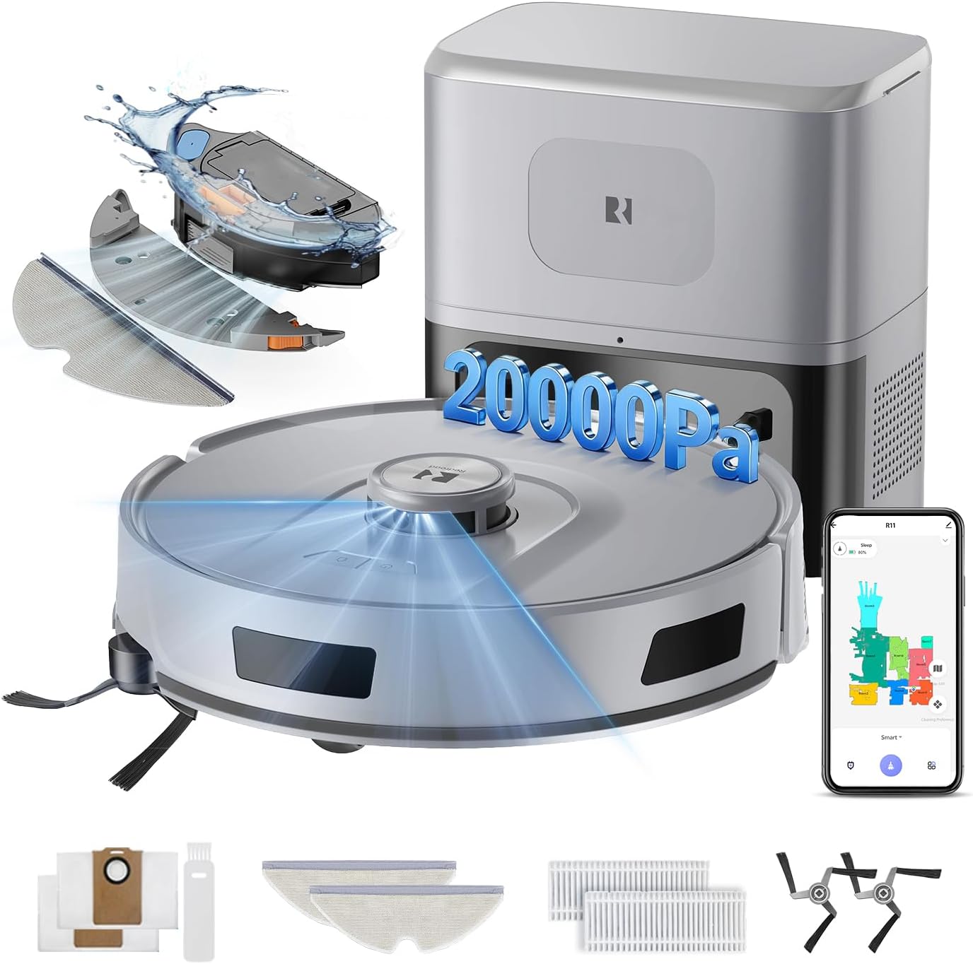 R11 Aspirateur Robot Laveur avec Station — R11 Gray