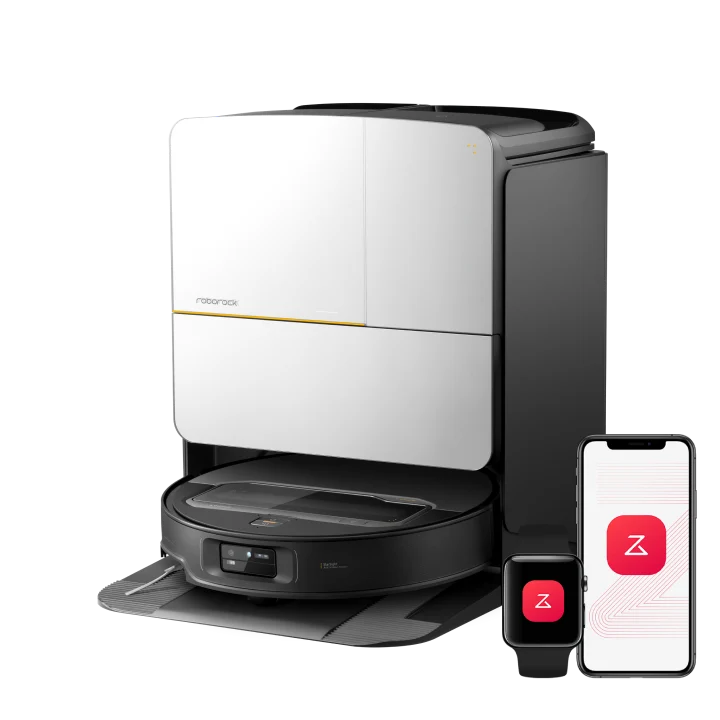 Roborock Saros Z70 robot aspirateur laveur avec bras mécanique OmniGrip™ · Argent