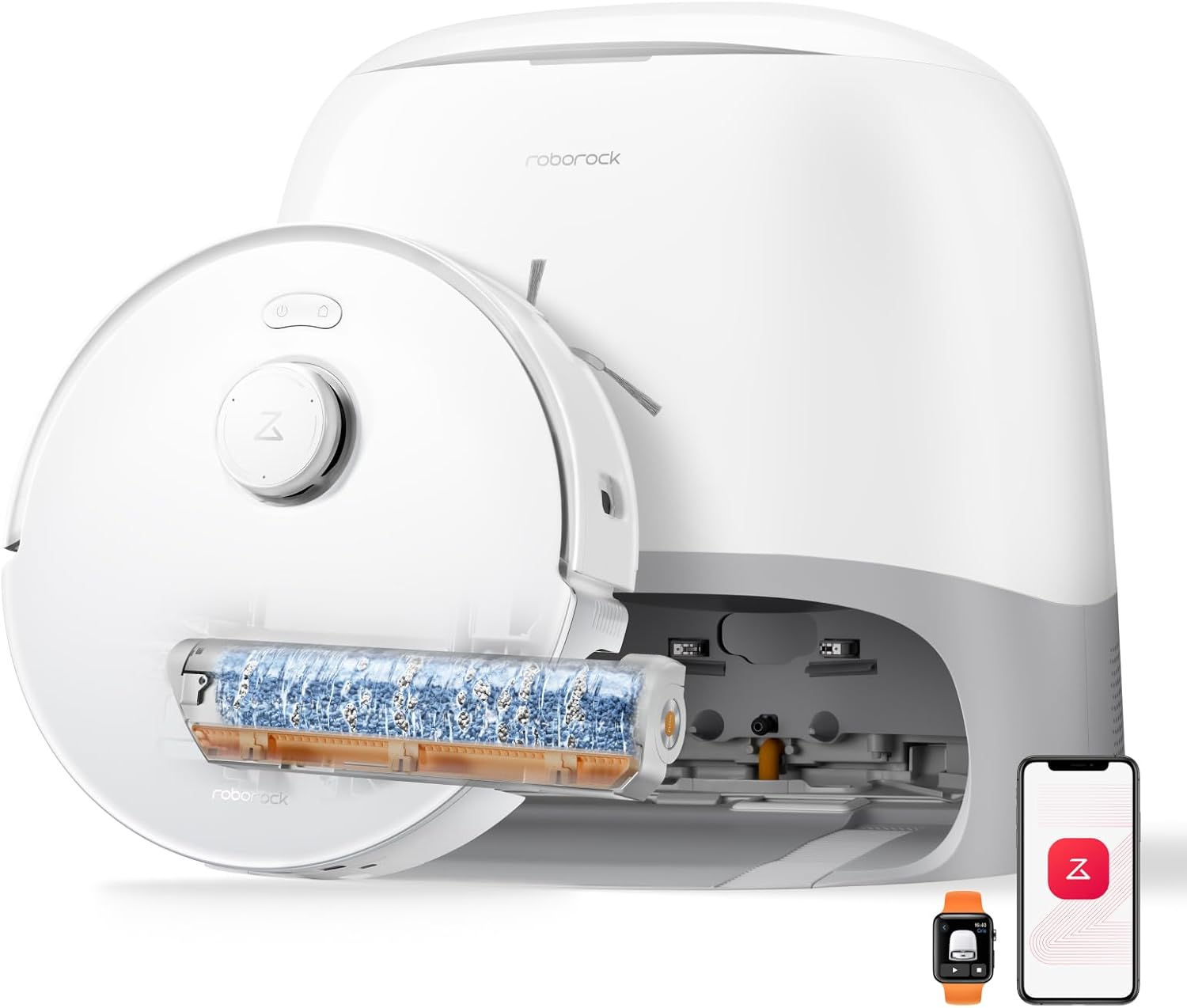 Roborock Qrevo Curv 2 Flow Aspirateur robot avec serpillière à rouleau et station d'accueil multifonctionnelle
