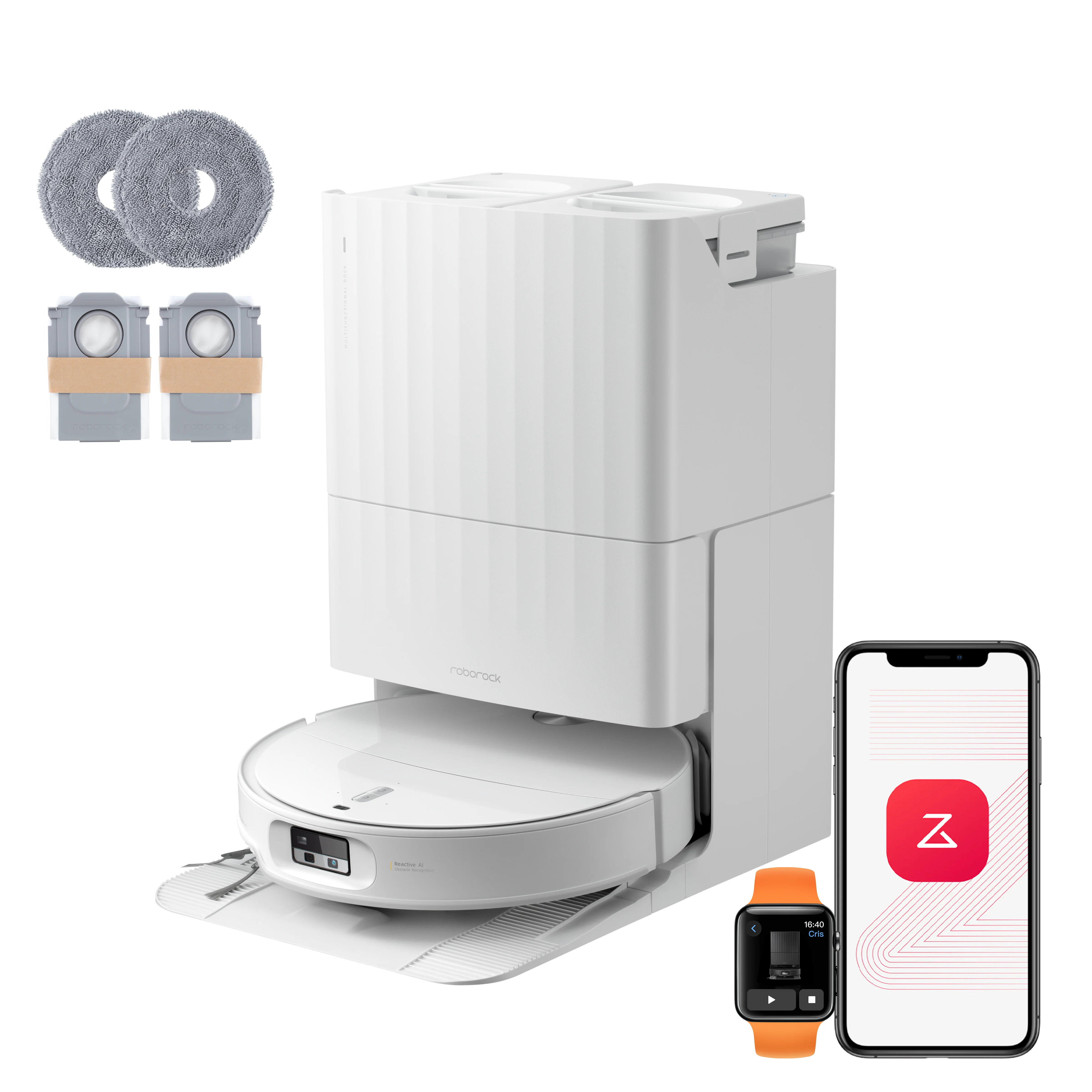 Roborock Qrevo Edge 2 - Puissance d’aspiration HyperForce de 25 000 Pa et double système anti-enchevêtrements · Qrevo Edge 2 Set / Blanc