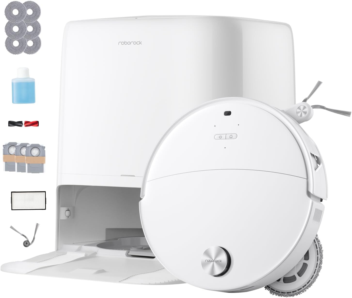Aspirateur-laveur robot Roborock Saros 20 Neo avec nettoyage à la serpillière avec de l’eau chaude et station d’accueil intelligente · Blanc