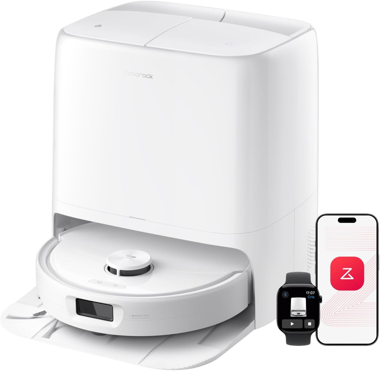 Aspirateur robot Roborock Qrevo 2 Pro avec retrait automatique des serpillières · Blanc