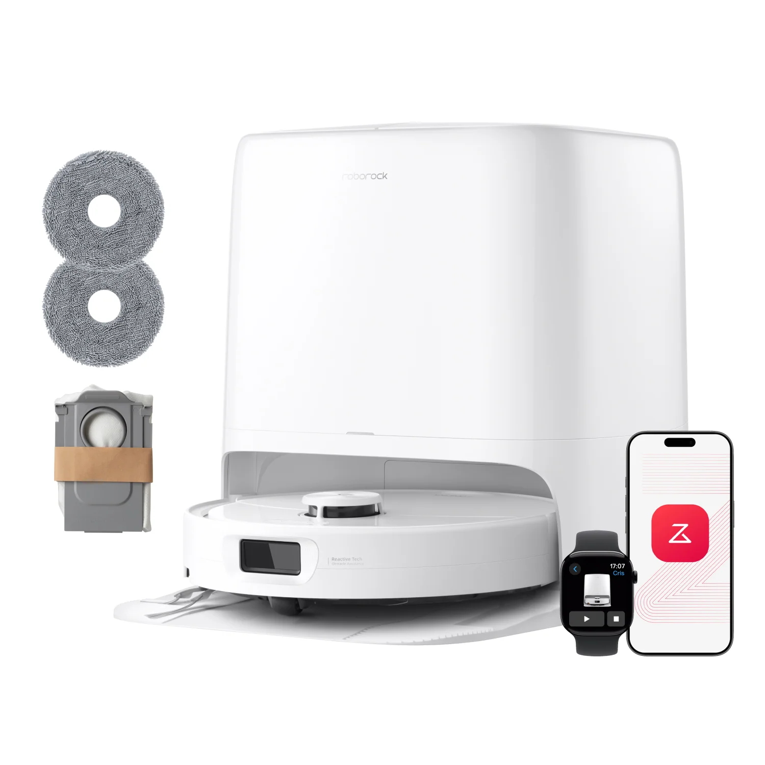 Aspirateur robot Roborock Qrevo 2 Pro Set avec retrait automatique des serpillières · Blanc